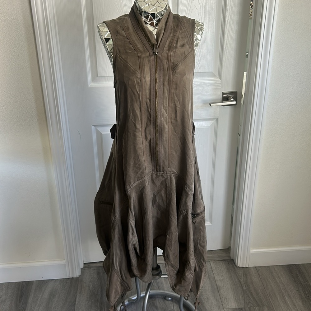 ALL SAINTS PARACHUTE ZEEDA DRESS TAUPE GREEN 10 RARE - Picture 4 of 13